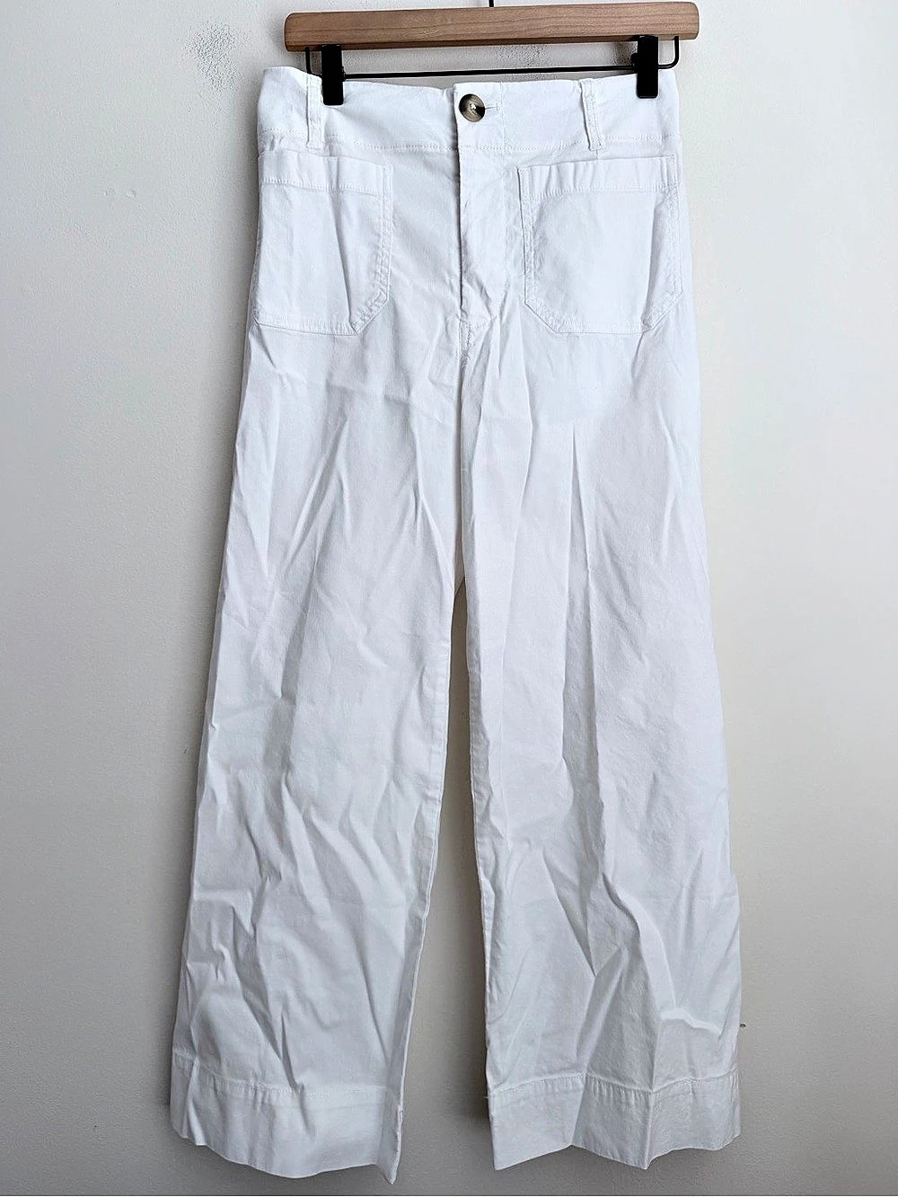 Maeve Anthropologie Wide Leg Pants in White Waist 26 Like New